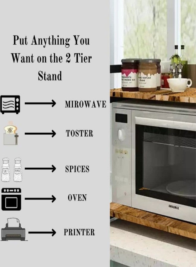 AVVIC MART Retractable Microwave Stand Countertop, Extendable Microwave Oven Rack, Mild Steel and Solid Acacia Wood Microwave Shelf Countertop Contains 2-Tier. (Black) - Image 4