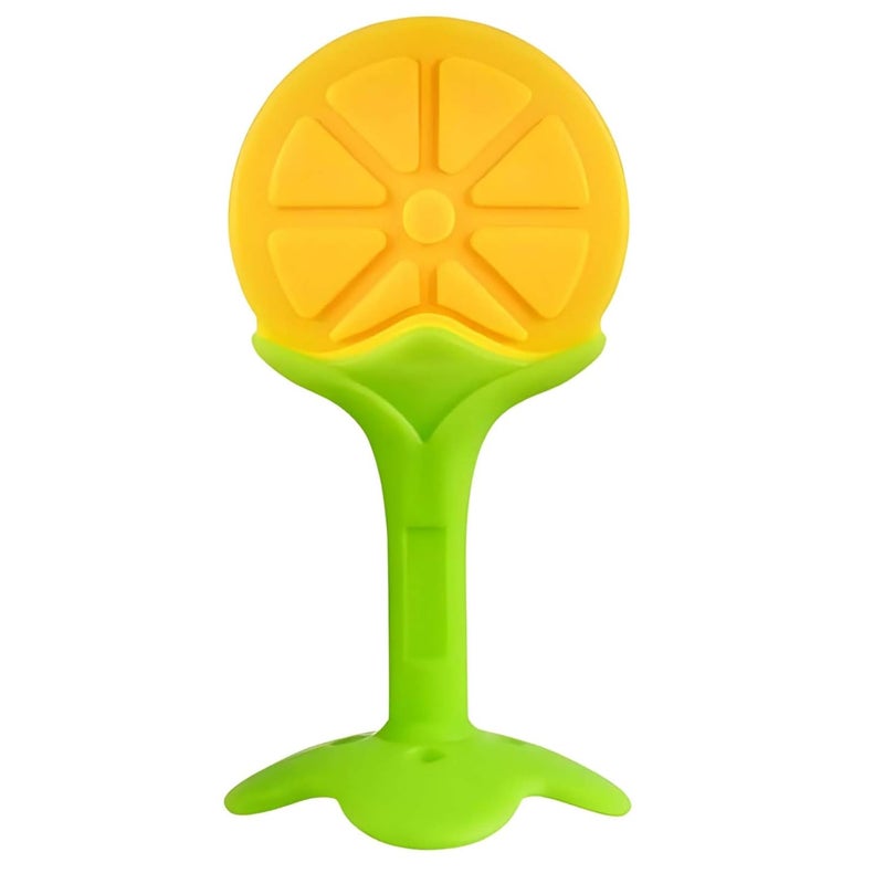 BTfash Baby Tree and Fruits Shape Teether Teething | Natural Organic Freezer Safe for Newborn Infant, Babies | Silicone BPA Free | Gum Pain Relief 3D Soother Set (Pack of 1, Orange) - Image 1