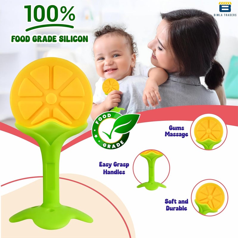 BTfash Baby Tree and Fruits Shape Teether Teething | Natural Organic Freezer Safe for Newborn Infant, Babies | Silicone BPA Free | Gum Pain Relief 3D Soother Set (Pack of 1, Orange) - Image 4