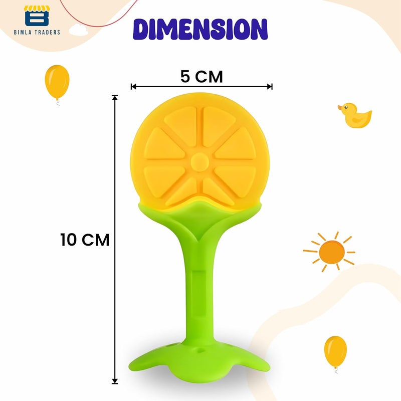 BTfash Baby Tree and Fruits Shape Teether Teething | Natural Organic Freezer Safe for Newborn Infant, Babies | Silicone BPA Free | Gum Pain Relief 3D Soother Set (Pack of 1, Orange) - Image 2