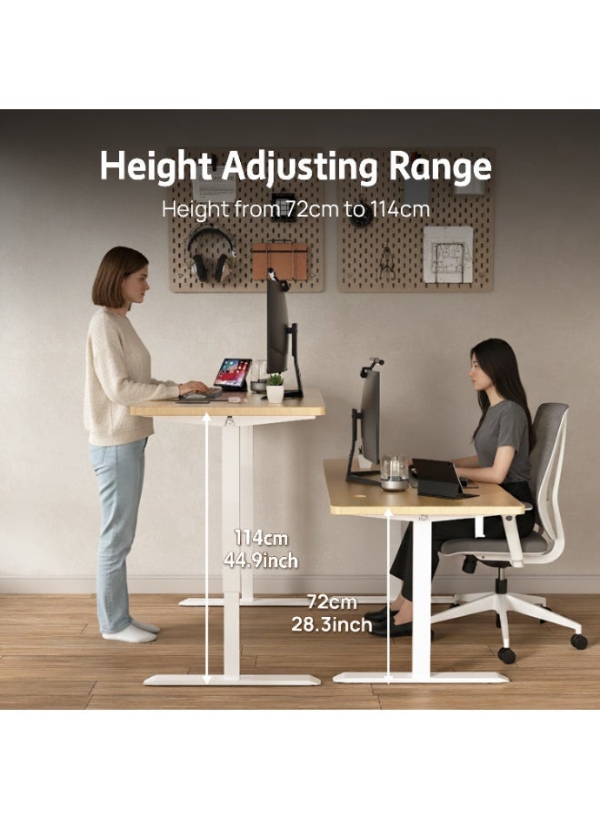 PORIYA Electric Standing Desk - Motorized Height Adjustable Sit Stand Table with Touch Control Panel, Cable Management, and Headphone Hook - Ideal for Home Office (White Frame&120cm Log Top) - Image 5