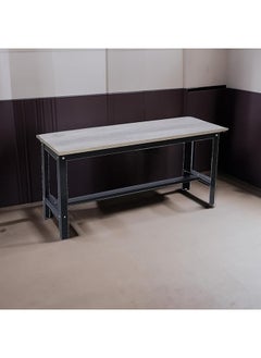 RIGID Steel Bench with Wooden Top Black 52.5x108x33cm  - Image 1