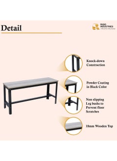 RIGID Steel Bench with Wooden Top Black 52.5x108x33cm  - Image 3