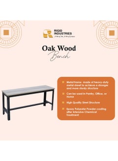 RIGID Steel Bench with Wooden Top Black 52.5x108x33cm  - Image 4