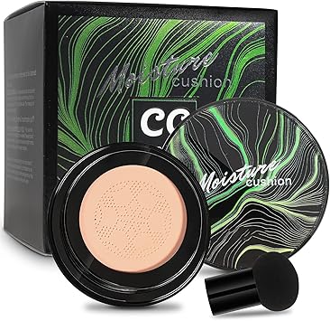 HUALIJIA Mushroom Head Air Cushion CC Cream Moisturizing Concealer Cream Moisturizing BB Cream Makeup Base Long Lasting with Mushroom Makeup Sponge Easy to Apply Nautural - Image 1