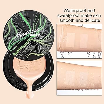 HUALIJIA Mushroom Head Air Cushion CC Cream Moisturizing Concealer Cream Moisturizing BB Cream Makeup Base Long Lasting with Mushroom Makeup Sponge Easy to Apply Nautural - Image 4