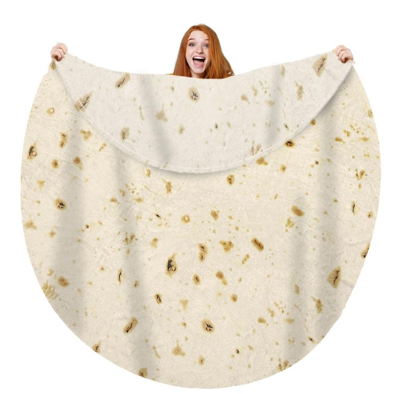 moonysweet Tortilla Blanket for Adult and Kids Double Sided Novelty Food Blanket 60 inches Adult Size Funny Realistic Throw Blanket 21 Fuzzy Fleece Blanket Flannel Teens Boys and Girls - Image 2