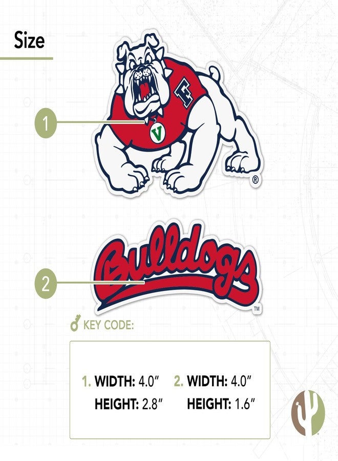 Desert Cactus California State University Fresno Sticker Bulldogs Sheet Vinyl Decal Laptop Water Bottle Car Scrapbook (4 Inch Set V1) - Image 4