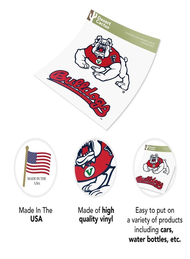 Desert Cactus California State University Fresno Sticker Bulldogs Sheet Vinyl Decal Laptop Water Bottle Car Scrapbook (4 Inch Set V1) - Image 5