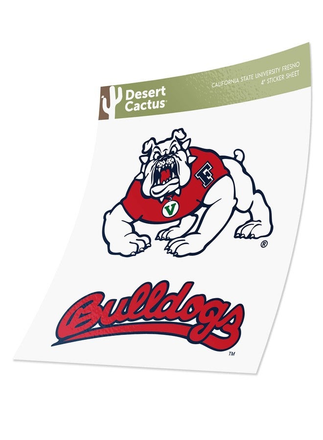 Desert Cactus California State University Fresno Sticker Bulldogs Sheet Vinyl Decal Laptop Water Bottle Car Scrapbook (4 Inch Set V1) - Image 3