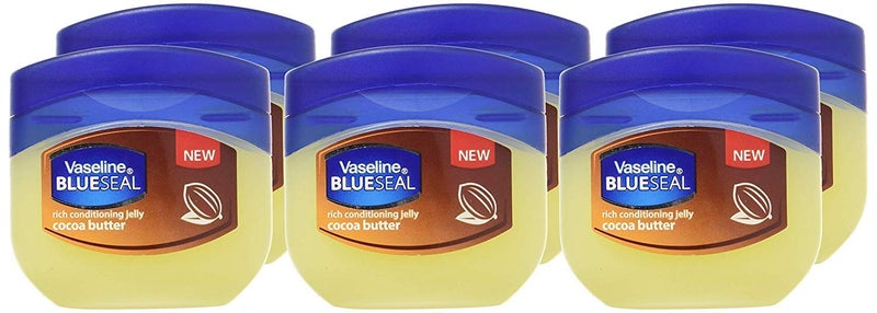 Vaseline فازلين جل البترول الغني بالترطيب، زبدة الكاكاو، حجم السفر 1.7 أونصة/50 مل (عبوة من 6)