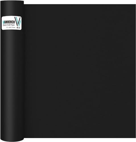 Vanhench ورق كرافت أسود فانهنش 15" × 390" للتغليف أو لوحات الإعلانات، ورق البناء، مثالي للرسم على اللوحات، الرسم، التخطيط، عيد الميلاد، باقة الزهور - Image 1