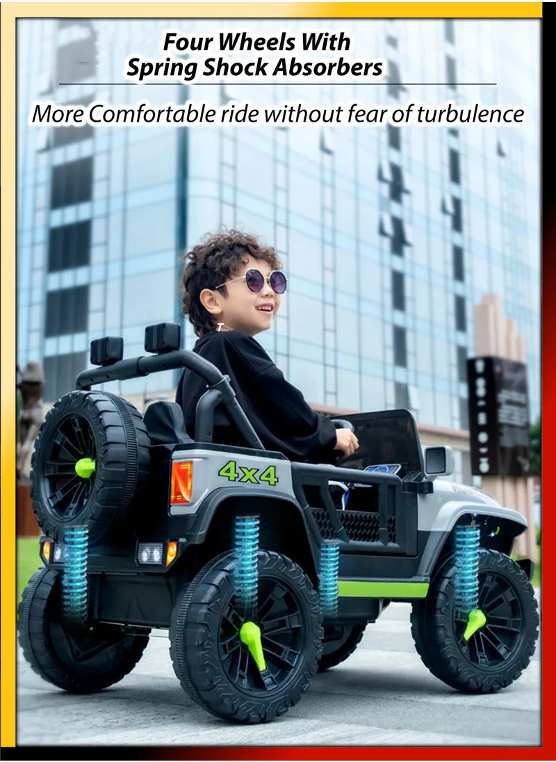 Generic - Rechargeable Battery Operated Jeep Kids Ride on Toy Car With Dual Control Light Bluetooth Music Baby Big Electric Power Riding Vehicle for 2 To 6 Years Kids Fully Assembled 380W Motor 40 Min Playtime - Image 1