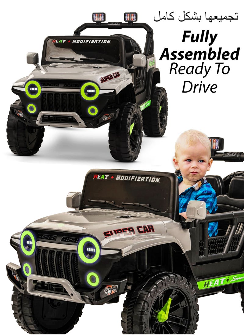Generic - Rechargeable Battery Operated Jeep Kids Ride on Toy Car With Dual Control Light Bluetooth Music Baby Big Electric Power Riding Vehicle for 2 To 6 Years Kids Fully Assembled 380W Motor 40 Min Playtime - Image 1