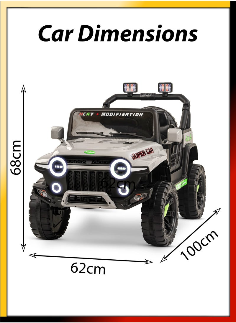 Generic - Rechargeable Battery Operated Jeep Kids Ride on Toy Car With Dual Control Light Bluetooth Music Baby Big Electric Power Riding Vehicle for 2 To 6 Years Kids Fully Assembled 380W Motor 40 Min Playtime - Image 1