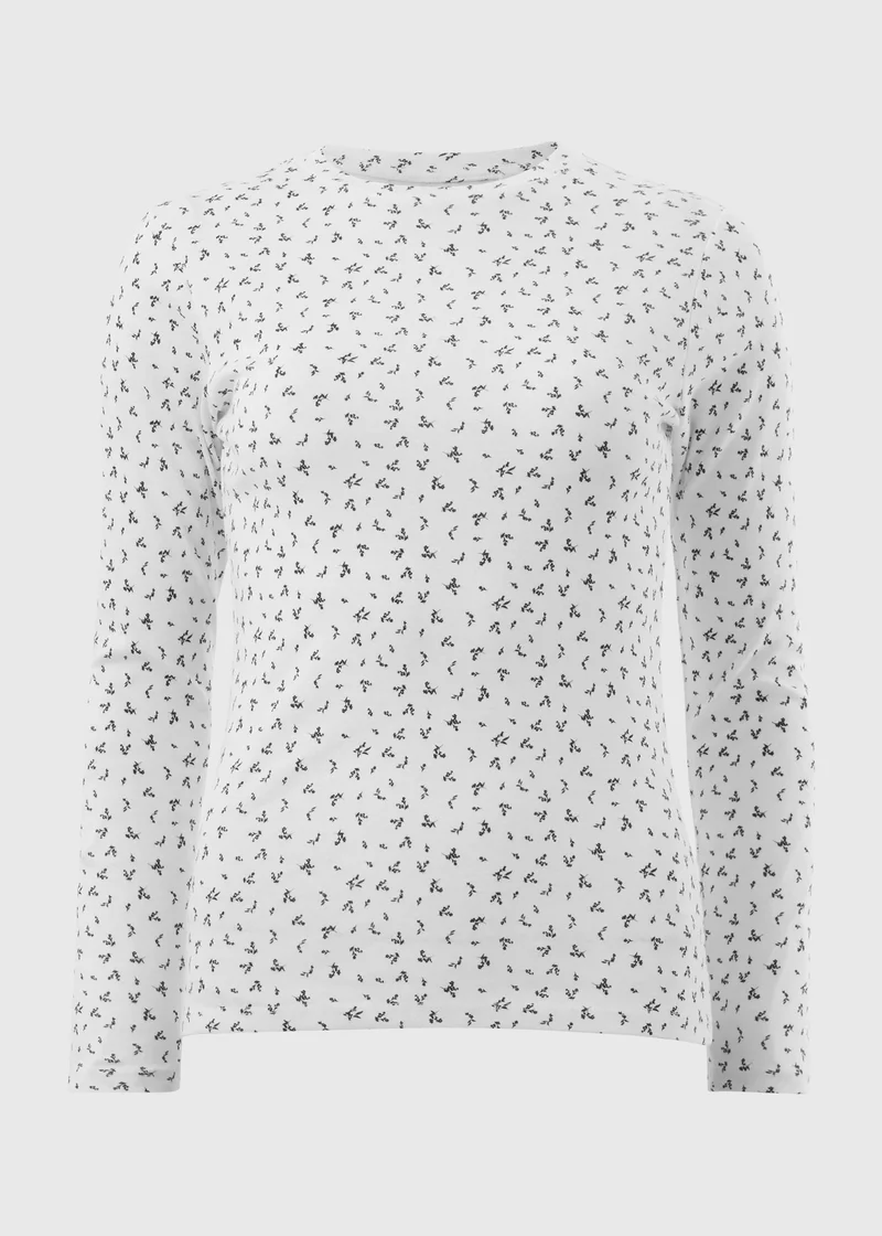 Matalan White Ditsy Floral Fitted Long Sleeve Top