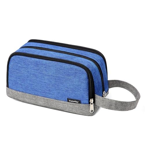 Yeiotsy Dopp Kit for Men - Color Clash Travel Toiletry Organizer with Mesh Pockets, Durable Shaving bag for Gym & Camping (Blue) - Image 1