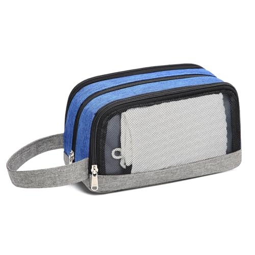 Yeiotsy Dopp Kit for Men - Color Clash Travel Toiletry Organizer with Mesh Pockets, Durable Shaving bag for Gym & Camping (Blue) - Image 3
