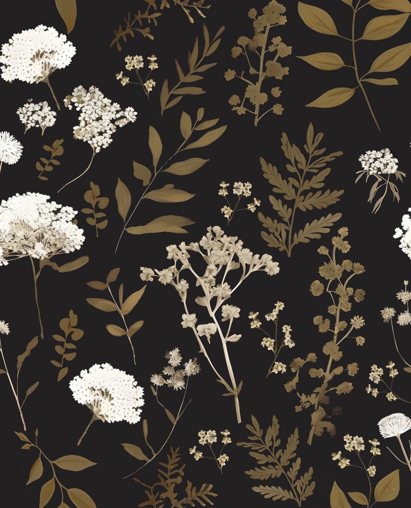 Laatse Dark Floral Wallpaper Peel and Stick Boho Wallpaper 175in x 118in Vintage Leaf Contact Paper Vinyl Waterproof Self Adhesive Leaf Botanical Wall Paper for Bedroom Walls Kitchen Cabinet