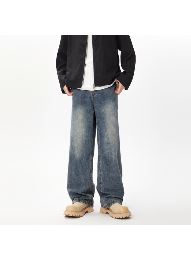 Men's Retro Jeans Men's Trendy Brand All-match Straight Loose Street Trousers