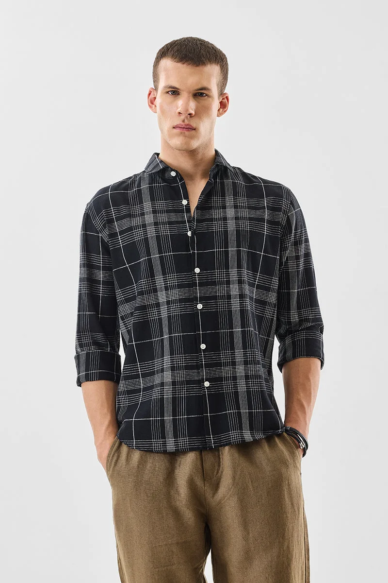 SNITCH قميص كاروهات بقصة عادية من مزيج الكتان