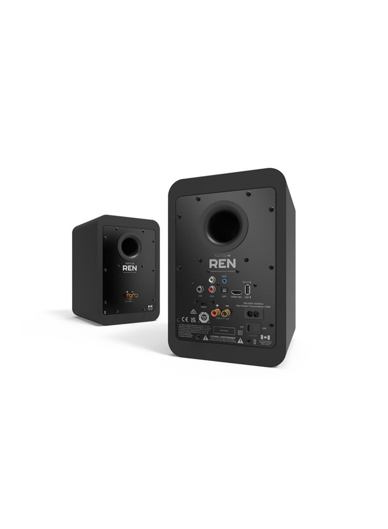 Kanto Audio REN 200W Powered Bookshelf Speakers with HDMI ARC, USB-C, and Bluetooth 5.3-Matte Black, Pair - Image 4