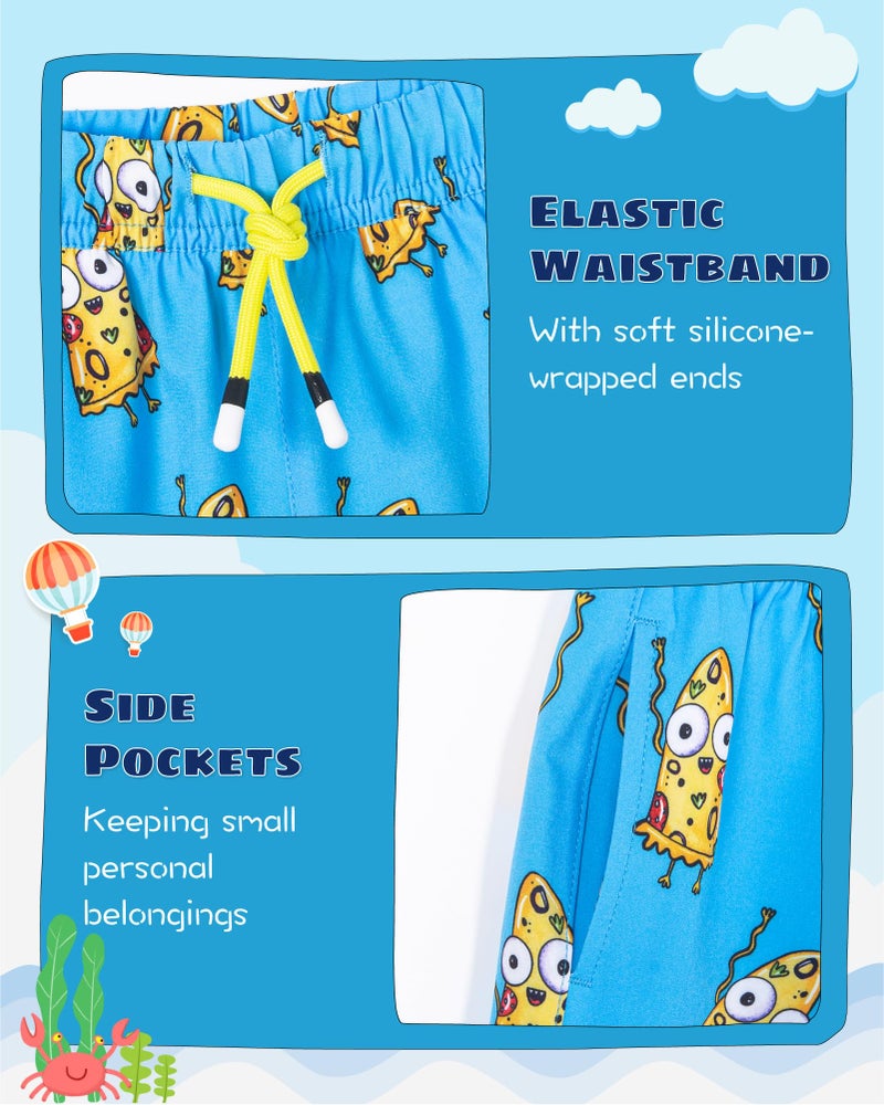 SURF CUZ Boys Swim Trunks with Boxer Brief Liner 2 in 1 Toddler Stretch Swimsuit Shorts Quick Dry Swimming Bathing Suit Hot Pizza 5/6 - Image 4