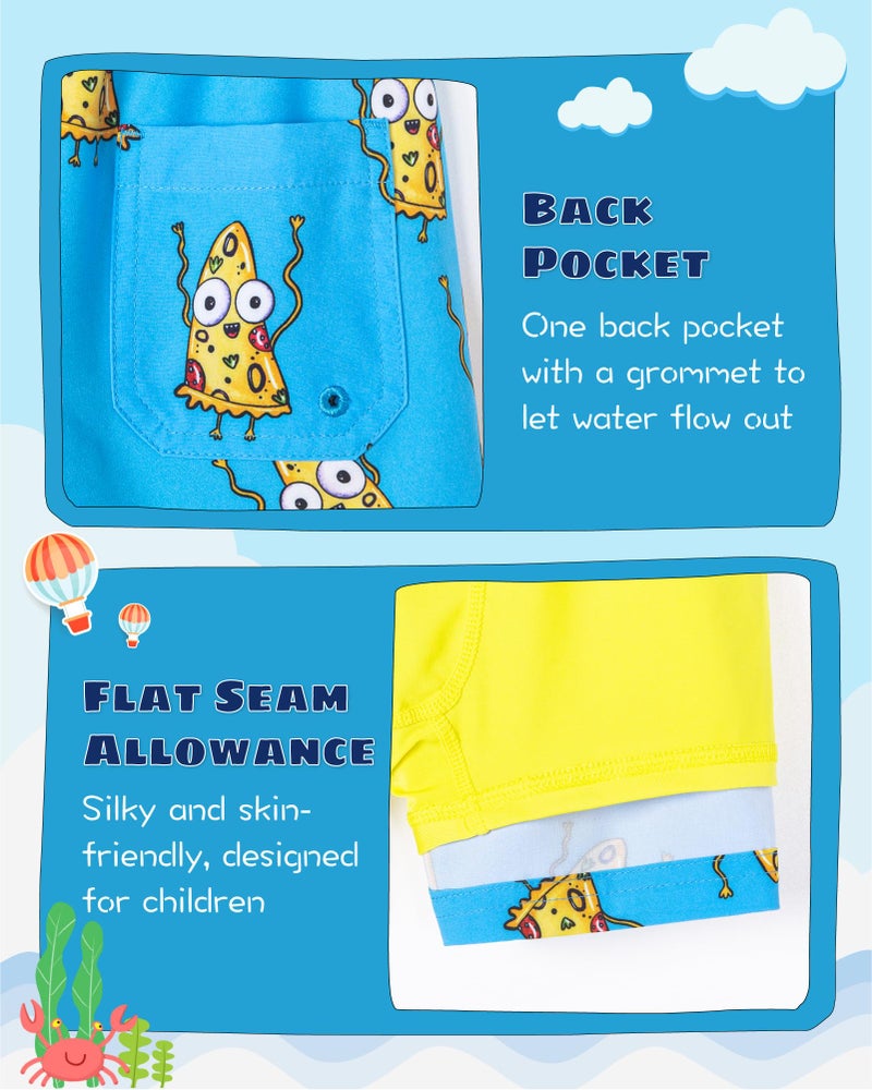 SURF CUZ Boys Swim Trunks with Boxer Brief Liner 2 in 1 Toddler Stretch Swimsuit Shorts Quick Dry Swimming Bathing Suit Hot Pizza 5/6 - Image 5