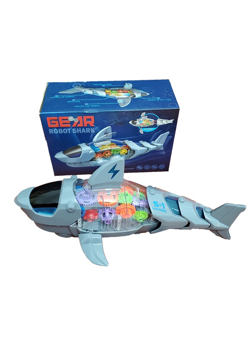 Gear Battery Operated Robotic Shark With Gears with Lights and Music - Image 1