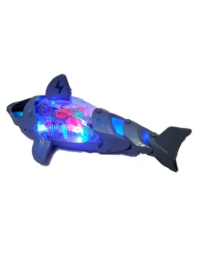 Gear Battery Operated Robotic Shark With Gears with Lights and Music - Image 2