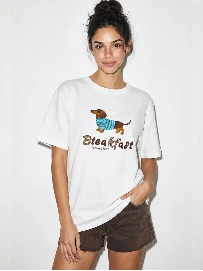 بيانكو لوتشي LUCCI Oversized Printed Cotton Jersey T-Shirt
