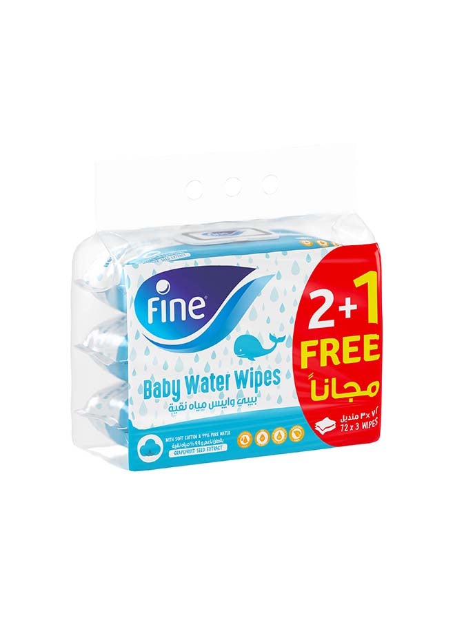 Fine Pack Of 3 Baby Wet Wipes 72 Count