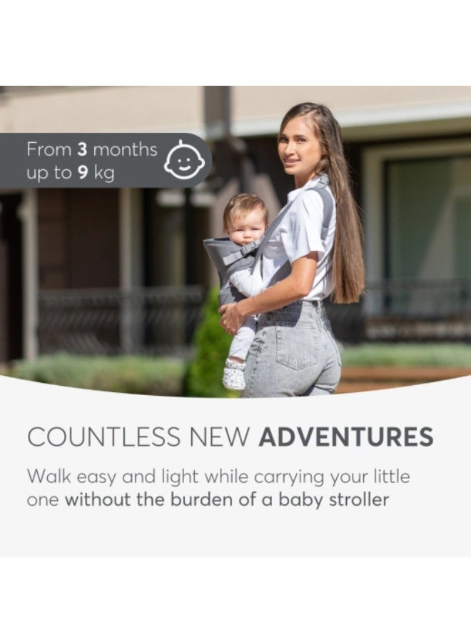 KIKKABOO حمالة ظهر MYRA للأطفال، مريحة، عرض وأحزمة قابلة للتعديل، خالية من اليدين، 3 أوضاع حمل، حتى 9 كجم، خفيفة الوزن، شبكة قابلة للتنفس، سوداء - Image 4