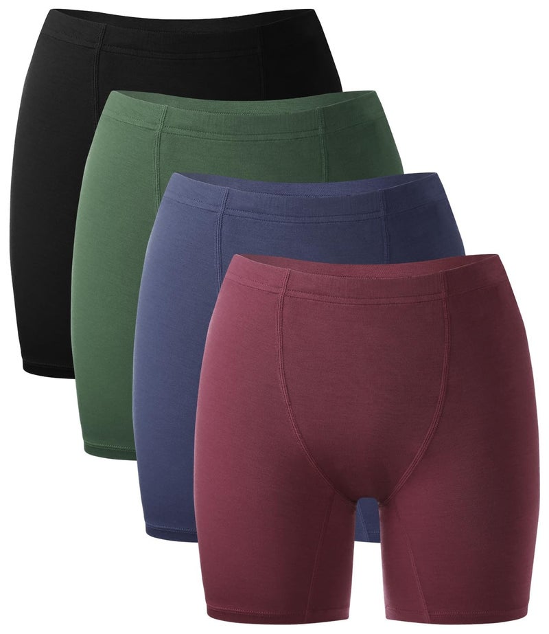 BAMBOO COOL Womens Boxer Briefs Underwear Boy Shorts Soft Stretch Panties for Women, 4 Packs - Image 1