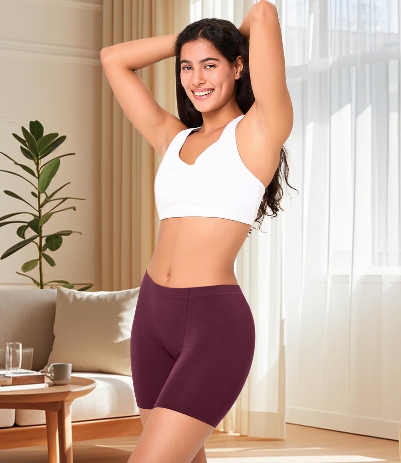 BAMBOO COOL Womens Boxer Briefs Underwear Boy Shorts Soft Stretch Panties for Women, 4 Packs - Image 2