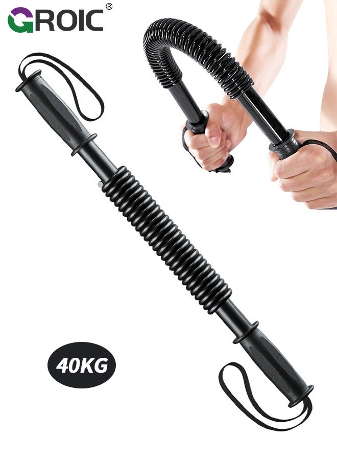 GROIC 40KG Power Twister Bar, Upper Body Strength Training Bar, Heavy Duty Arm Builder for Strengthening Chest Workout, Shoulders, Biceps, Arms, Forearm Strengthener Builder Spring Exercise Bar - Image 1