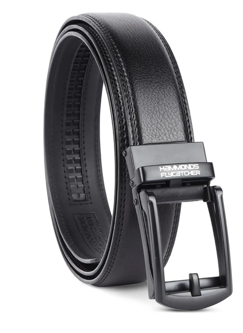 HAMMONDS FLYCATCHER Leather Auto lock Men's Belts | Metal Buckle | Free Size, Black, Free Size (QZD4)