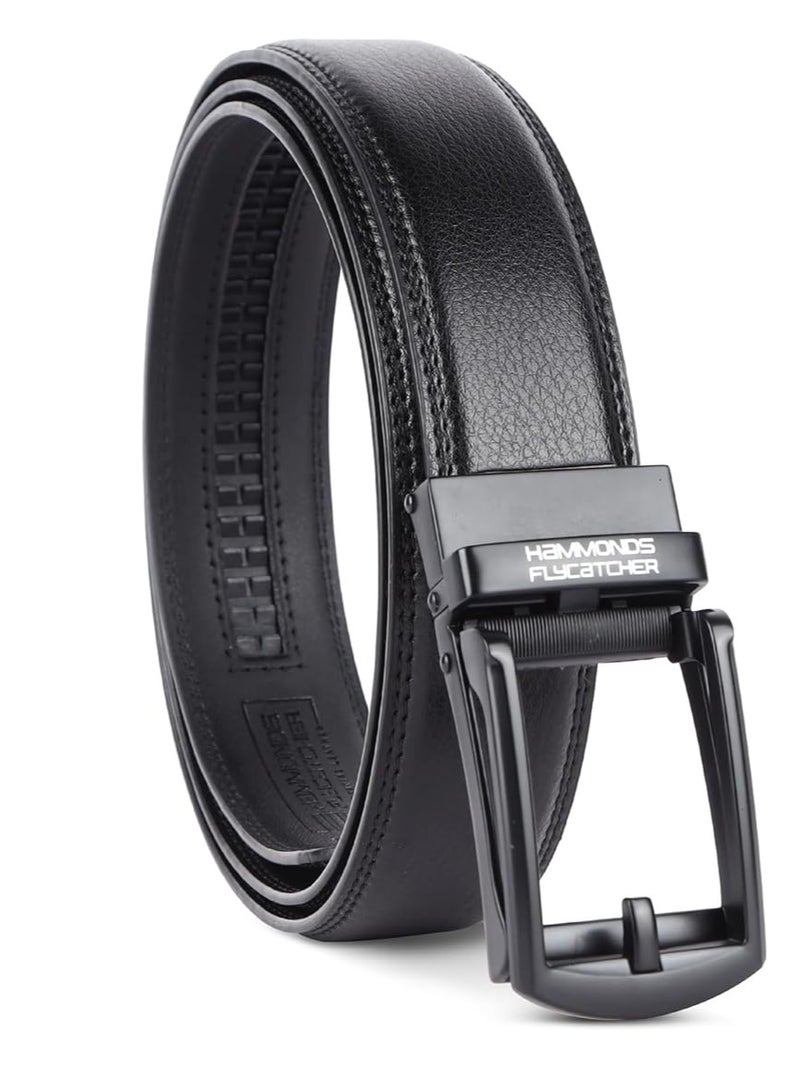 HAMMONDS FLYCATCHER Leather Auto lock Men's Belts | Metal Buckle | Free Size, Black, Free Size (QZD4) - Image 1