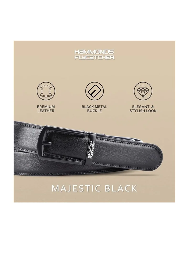 HAMMONDS FLYCATCHER Leather Auto lock Men's Belts | Metal Buckle | Free Size, Black, Free Size (QZD4)
