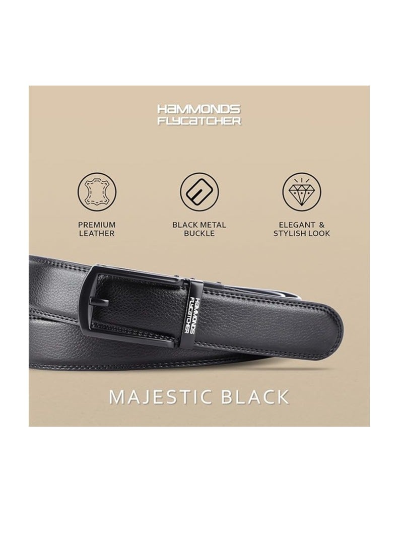 HAMMONDS FLYCATCHER Leather Auto lock Men's Belts | Metal Buckle | Free Size, Black, Free Size (QZD4) - Image 4