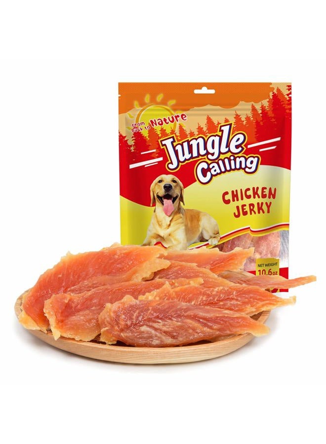 Jungle Calling Dog Treats, Chicken Jerky for Dogs, Slow Roasted Chicken Breast Snacks for Medium and Large Dogs, High Protein Chewy Dog Training Treats, 10.6 oz - Image 1