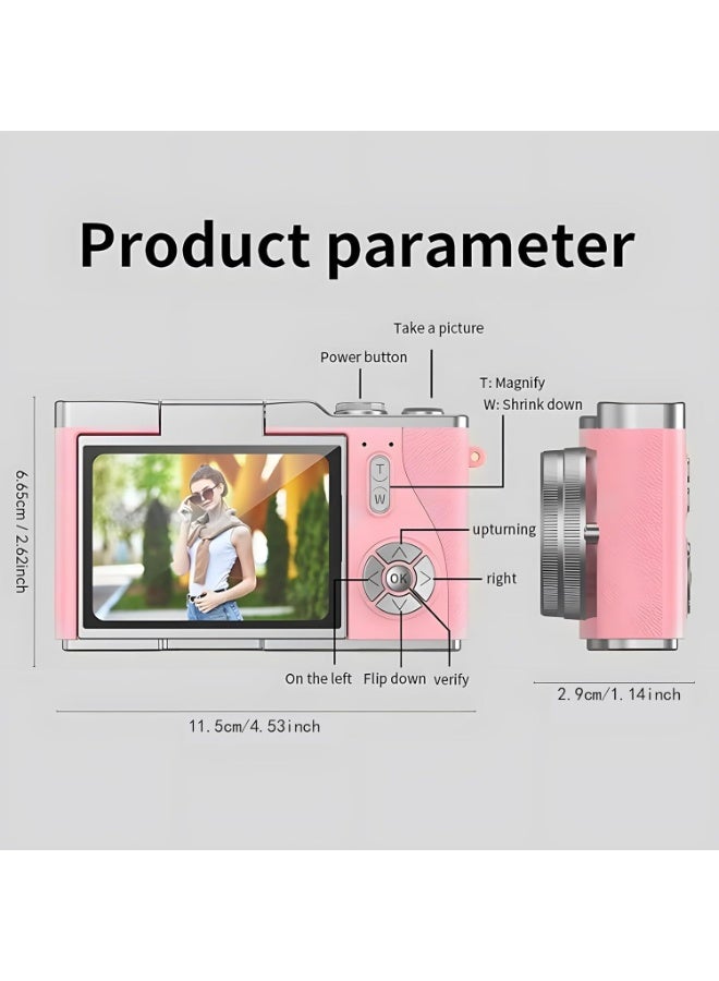 ميا كاميرا رقمية CCD 2025، كاميرا رقمية محمولة صغيرة الحجم، كاميرا رقمية بدقة 4K مع تكبير 18x ومضادة للاهتزاز ووظيفة التقاط صور سيلفي (مجموعة سوداء + بطاقة 32 جيجابايت)  - Image 3