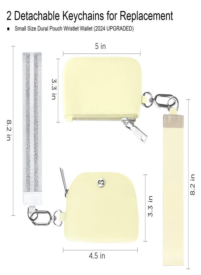 Babysun Mini Zip Around Dual Pouch Wristlet With 2 Straps Wristlet Keychain Wallet for Women Coin Purse Small Cute for Teen Girl, Yellow, Fashion - Image 2