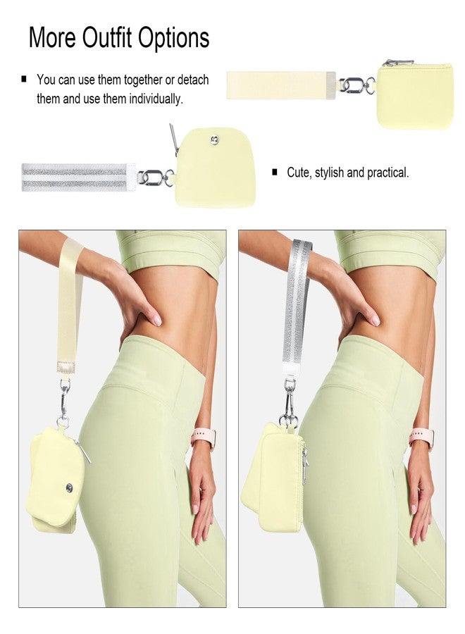 Babysun Mini Zip Around Dual Pouch Wristlet With 2 Straps Wristlet Keychain Wallet for Women Coin Purse Small Cute for Teen Girl, Yellow, Fashion - Image 3