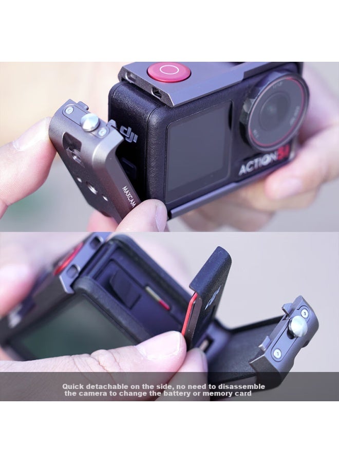 MAXCAM إطار تمديد عمودي لحماية الجسم من الألمنيوم المضاد للسقوط لملحقات Dji Osmo Action 5/4 Pro قفص الأرنب - Image 3