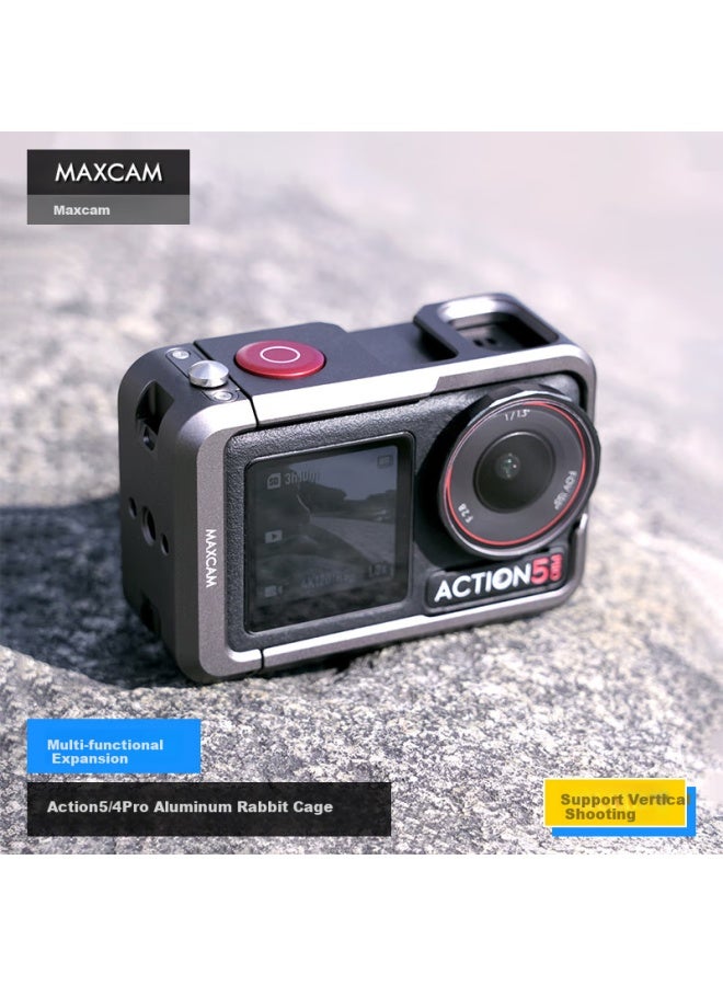 MAXCAM إطار تمديد عمودي لحماية الجسم من الألمنيوم المضاد للسقوط لملحقات Dji Osmo Action 5/4 Pro قفص الأرنب - Image 1