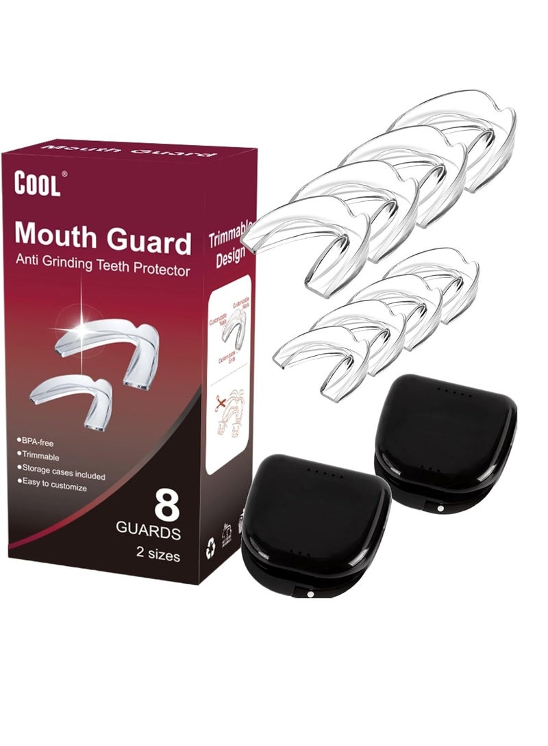 Cool Teeth Whitening Cool Mouth Guard for Grinding Teeth at Night Guards for Teeth Grinding Mouth Guard for Teeth Clenching, 8 Pcs Bite Guard for Teeth Clenching Nighttime, 2 Sizes, BPA Free, 2 Retainer Cases Included - Image 2