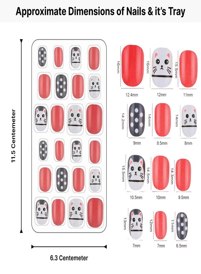 MILAPARK CRAFTS 24 Pcs Kids Press On Nails for Girls - Assorted Cute Cartoon Designs (Unicorn, Rainbow, Stars, Hearts, Cupcakes & More) | Acrylic False Nails, Reusable, Easy to Apply, Gift for Birthday & Party (Multicolor, 1 Box) - Image 2