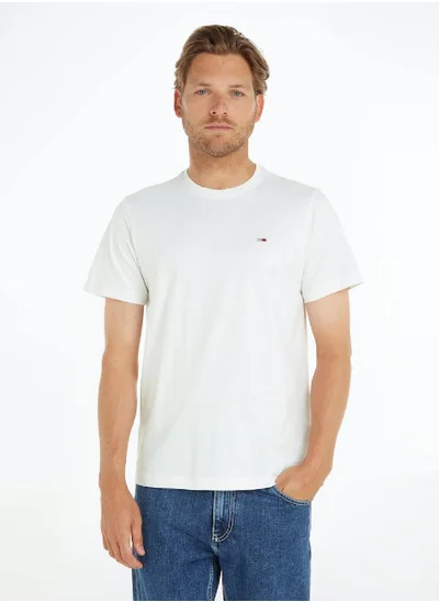 TOMMY JEANS Men's Classics Organic Cotton Slim T-Shirt, White