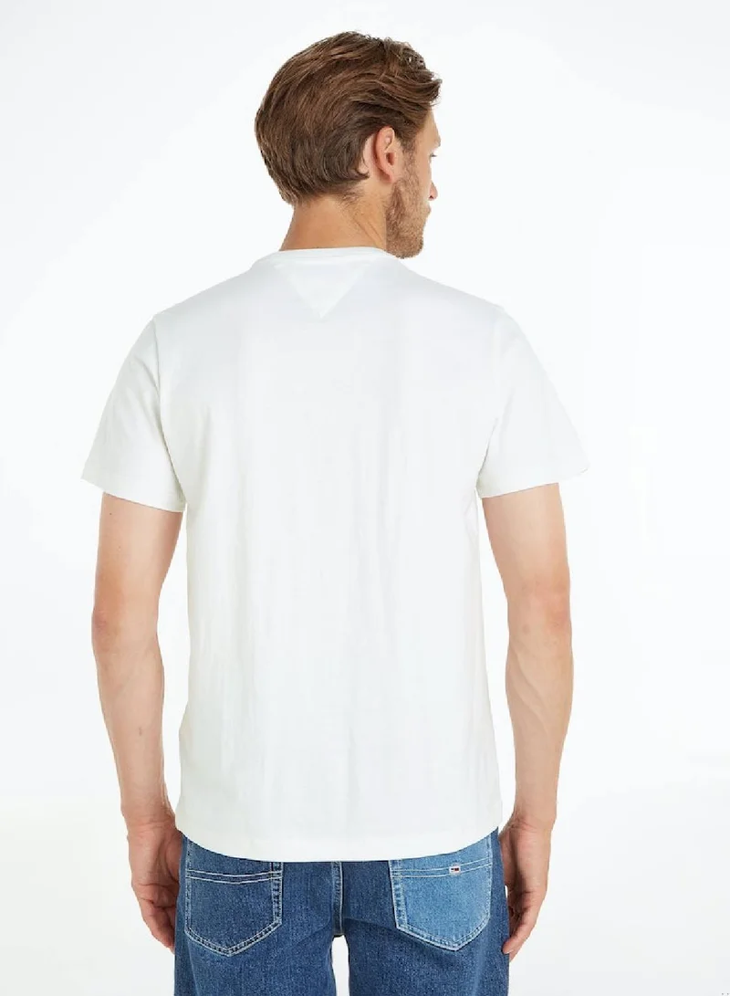 Tommy Jeans White Classics Organic Cotton T-Shirt for Men | Best Price UAE